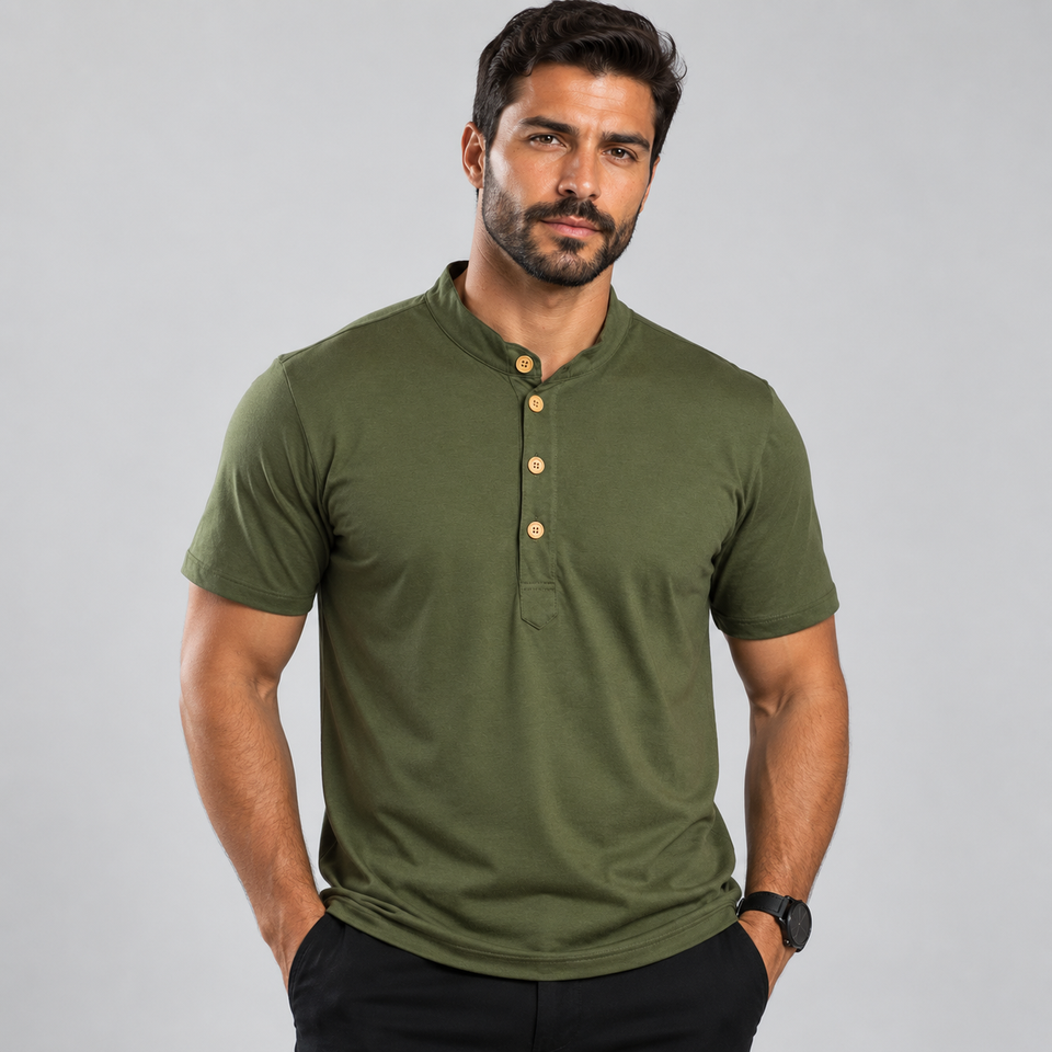 Camisa Masculina Gola Padre Slim