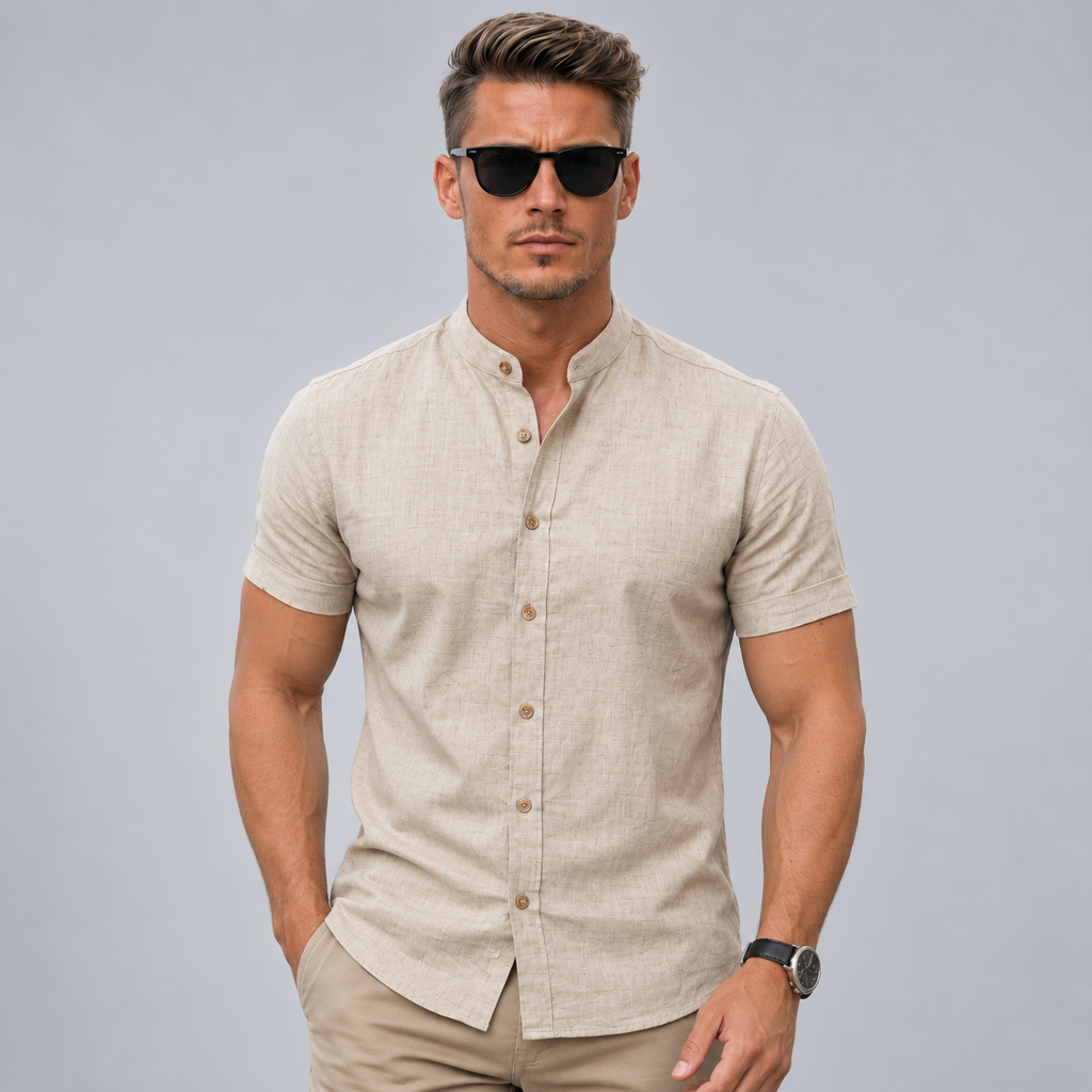Camisa Masculina Gola Padre Linho
