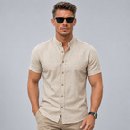 Camisa Masculina Gola Padre Linho