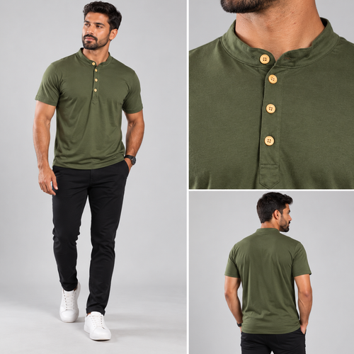 Camisa Masculina Gola Padre Slim