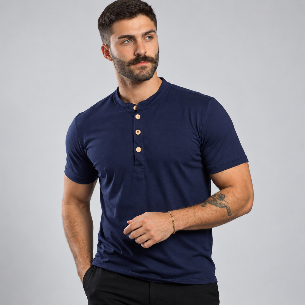 Camisa Masculina Gola Padre Slim