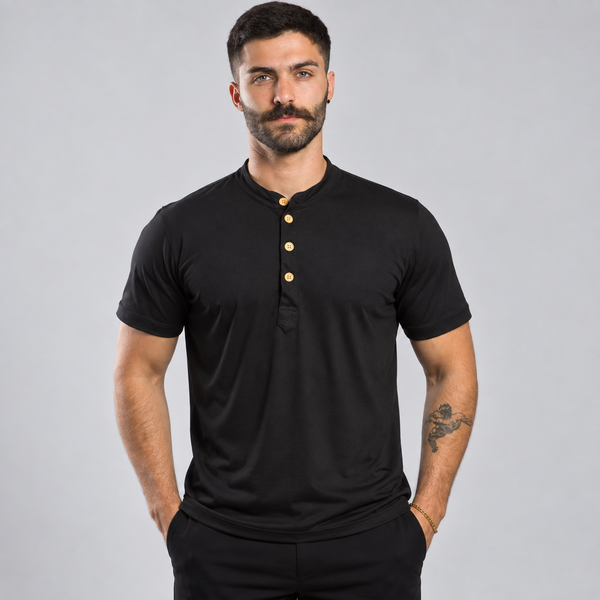 Camisa Masculina Gola Padre Slim