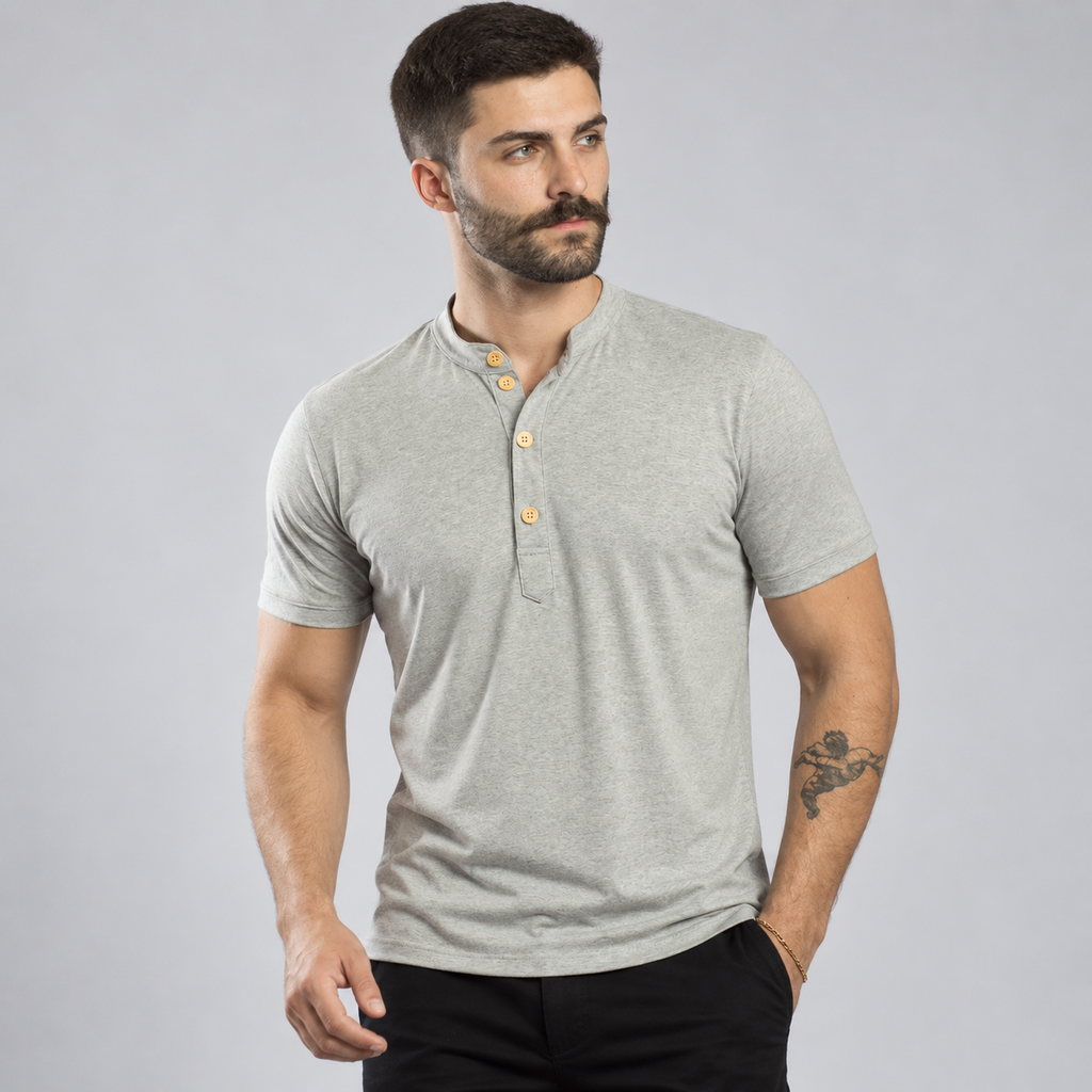 Camisa Masculina Gola Padre Slim