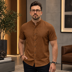 Camisa Masculina Gola Padre Linho