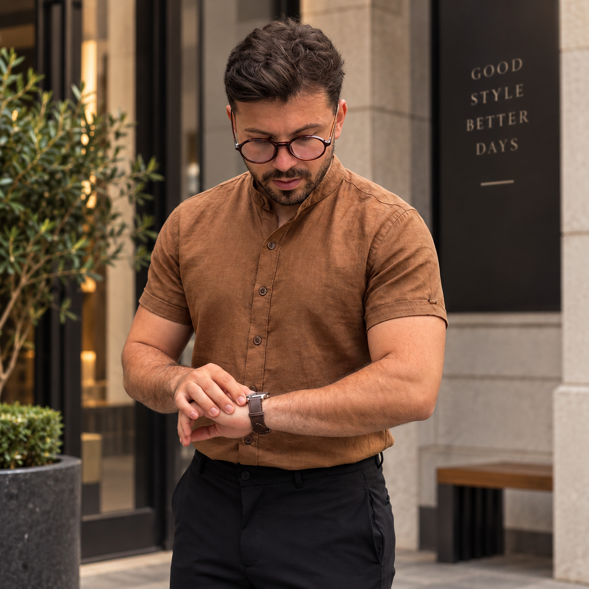 Camisa Masculina Gola Padre Linho
