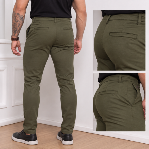 Calça Sarja Acetinada Masculina Slim
