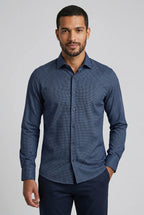 Camisa manga longa slim fit maquinetado bambu